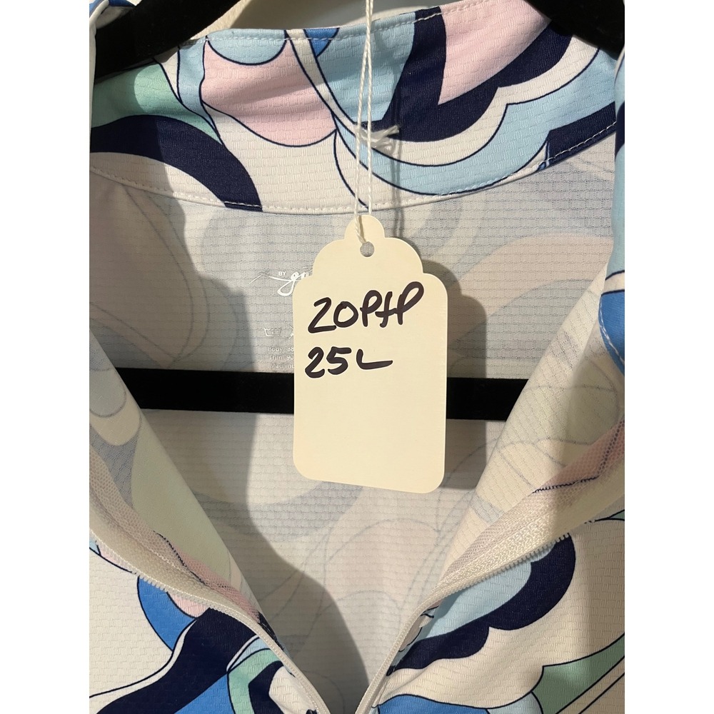 Gotta by Gottex Womens Abstract Swirl Quarter Zip Sun Shirt Blue Pink Green M - Picture 4 of 5